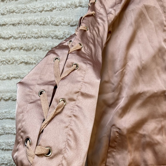Misguided X Carli Bybel Limited Release rose gold longline bomber jacket - Picture 5 of 5